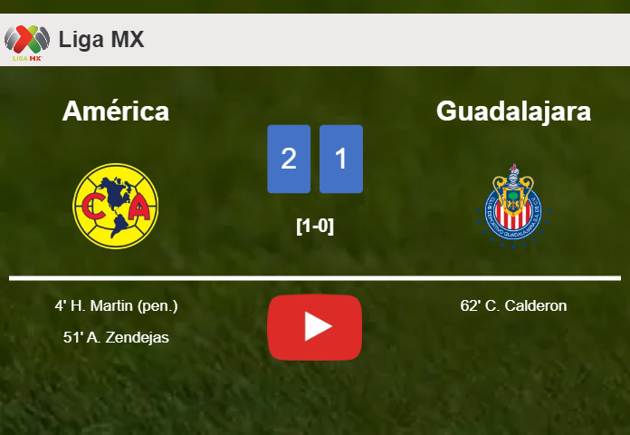 América overcomes Guadalajara 2-1. HIGHLIGHTS