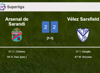 Arsenal de Sarandi and Vélez Sarsfield draw 2-2 on Sunday