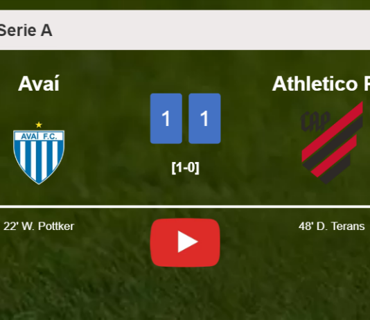 Avaí and Athletico PR draw 1-1 on Sunday. HIGHLIGHTS