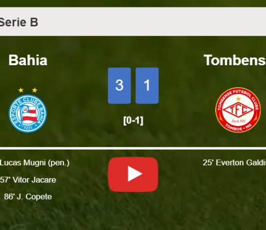Bahia beats Tombense 3-1 after recovering from a 0-1 deficit. HIGHLIGHTS