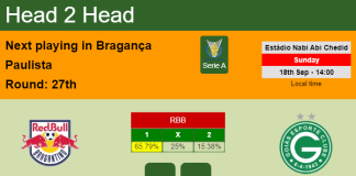 H2H, PREDICTION. Bragantino vs Goiás | Odds, preview, pick, kick-off time 18-09-2022 - Serie A