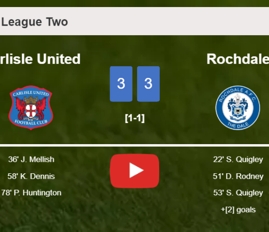 Carlisle United and Rochdale draws a frantic match 3-3 on Saturday. HIGHLIGHTS