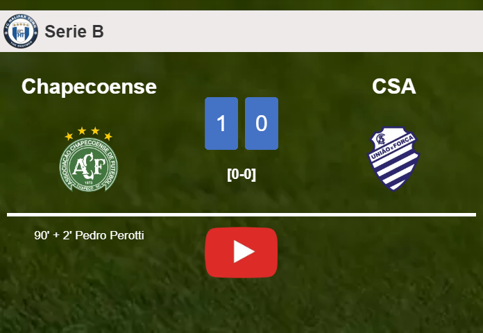 Chapecoense prevails over CSA 1-0 with a late goal scored by P. Perotti. HIGHLIGHTS