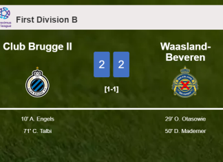 Club Brugge II and Waasland-Beveren draw 2-2 on Saturday
