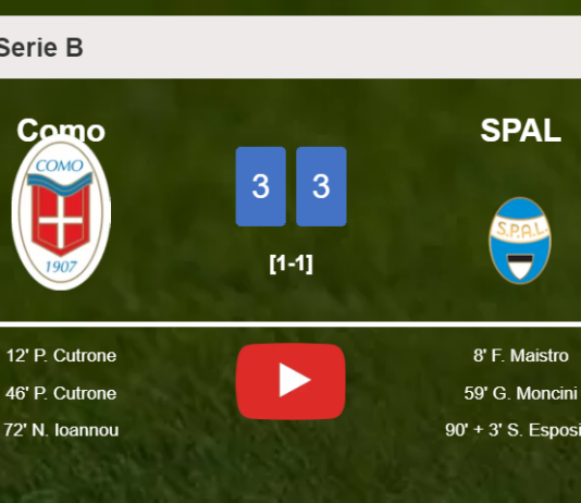 Como and SPAL draws a hectic match 3-3 on Saturday. HIGHLIGHTS