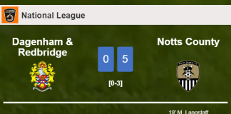 Notts County defeats Dagenham & Redbridge 5-0 with 3 goals from M. Langstaff