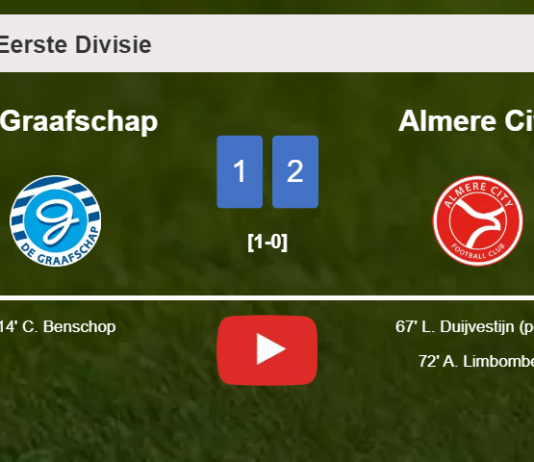 Almere City recovers a 0-1 deficit to top De Graafschap 2-1. HIGHLIGHTS
