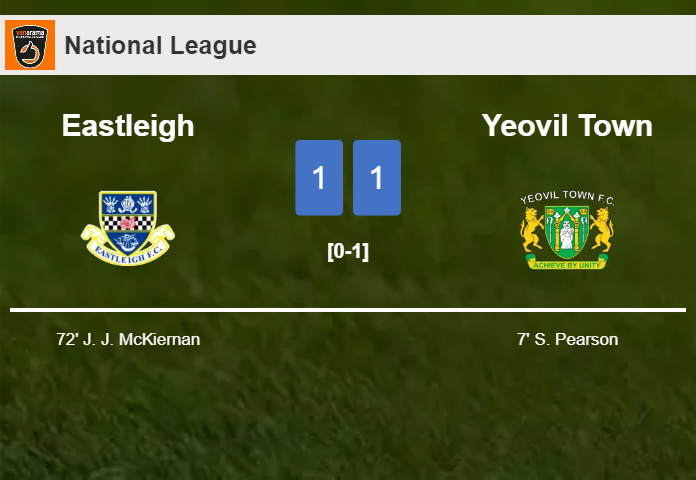 Eastleigh and Yeovil Town draw 1-1 on Tuesday