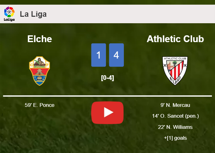 Athletic Club beats Elche 4-1. HIGHLIGHTS