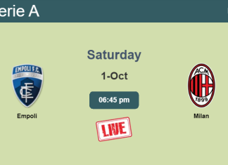 How to watch Empoli vs. Milan on live stream and at what time
