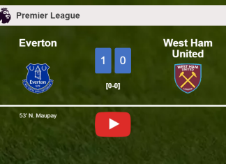Everton beats West Ham United 1-0 with a goal scored by N. Maupay. HIGHLIGHTS