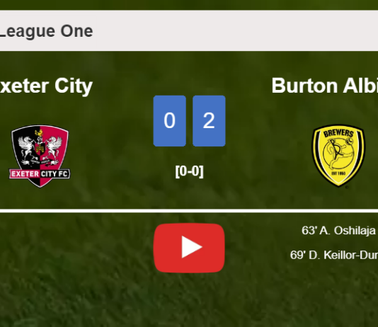 Burton Albion overcomes Exeter City 2-0 on Saturday. HIGHLIGHTS