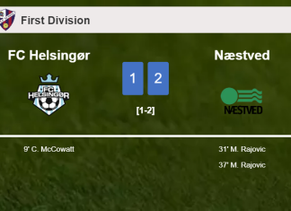 Næstved recovers a 0-1 deficit to best FC Helsingør 2-1 with M. Rajovic scoring a double