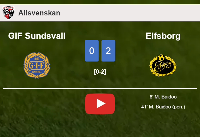 M. Baidoo scores 2 goals to give a 2-0 win to Elfsborg over GIF Sundsvall. HIGHLIGHTS