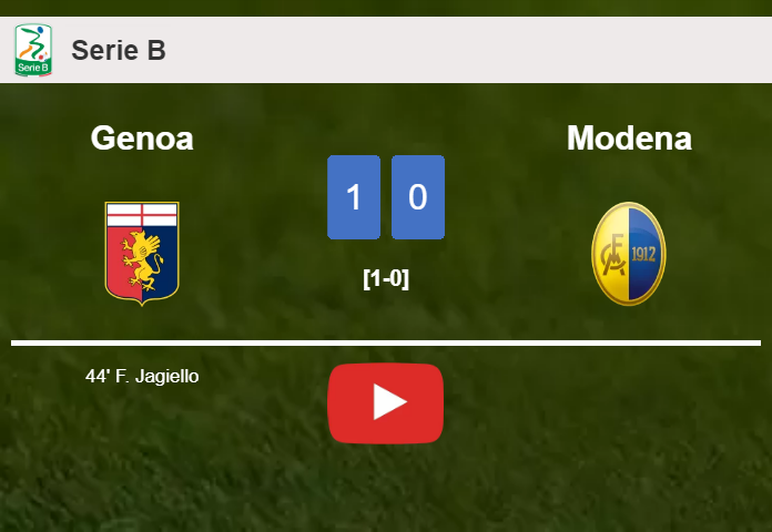 Genoa tops Modena 1-0 with a goal scored by F. Jagiello. HIGHLIGHTS