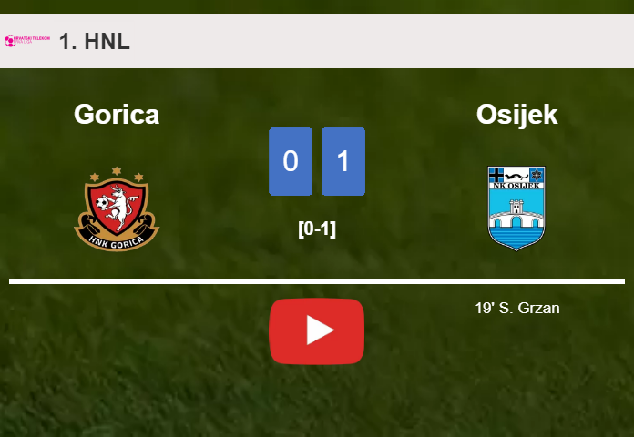 Osijek conquers Gorica 1-0 with a goal scored by S. Grzan. HIGHLIGHTS