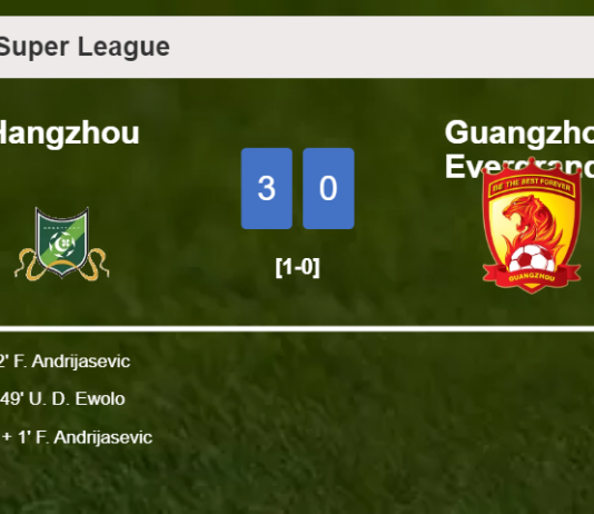 Hangzhou liquidates Guangzhou Evergrande with 2 goals from F. Andrijasevic