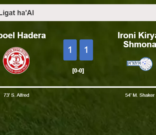 Hapoel Hadera and Ironi Kiryat Shmona draw 1-1 on Sunday