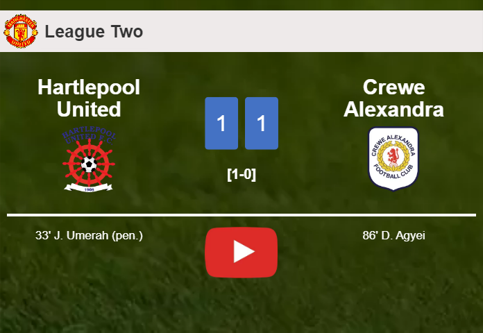 Crewe Alexandra grabs a draw against Hartlepool United. HIGHLIGHTS