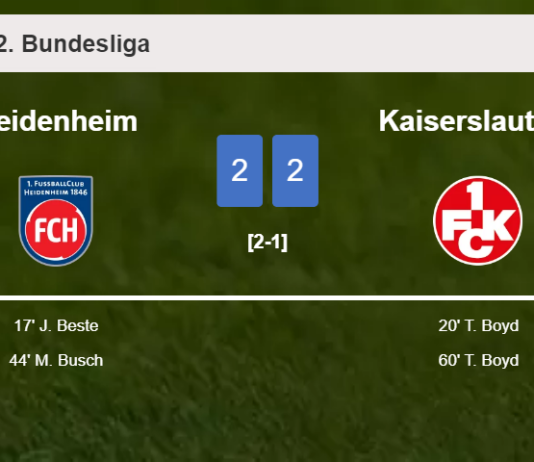 Heidenheim and Kaiserslautern draw 2-2 on Sunday