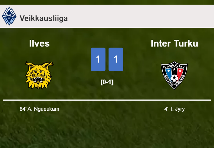 Ilves and Inter Turku draw 1-1 on Sunday