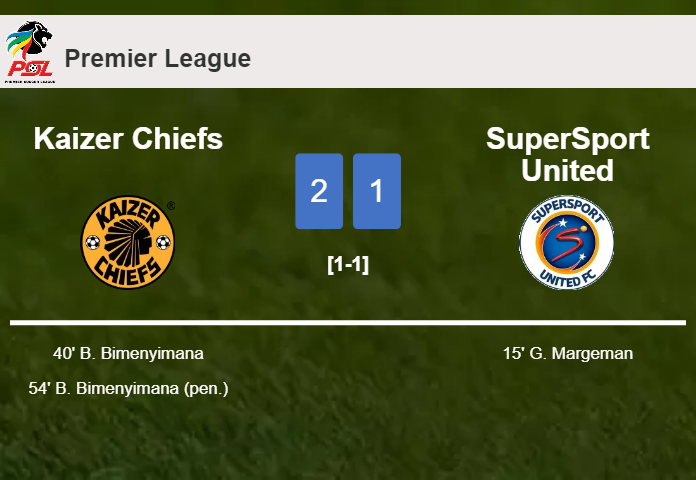 Kaizer Chiefs recovers a 0-1 deficit to defeat SuperSport United 2-1 with B. Bimenyimana scoring a double