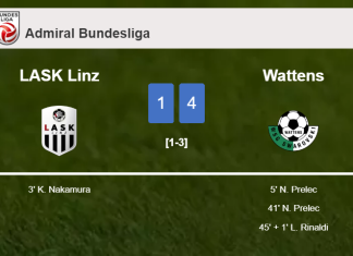 Wattens liquidates LASK Linz 4-1 with 3 goals from N. Prelec
