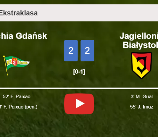 Lechia Gdańsk and Jagiellonia Białystok draw 2-2 on Saturday. HIGHLIGHTS