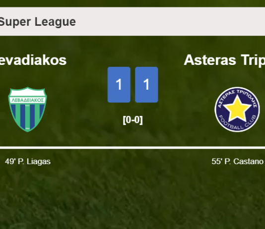 Levadiakos and Asteras Tripolis draw 1-1 on Sunday