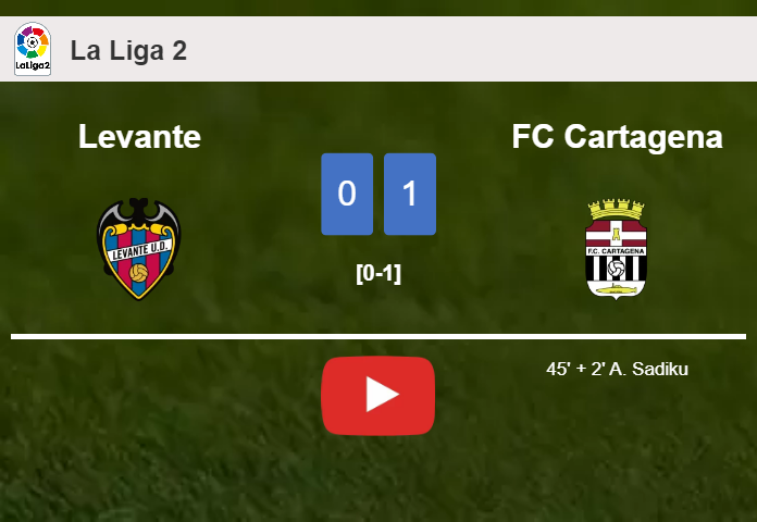FC Cartagena overcomes Levante 1-0 with a goal scored by A. Sadiku. HIGHLIGHTS