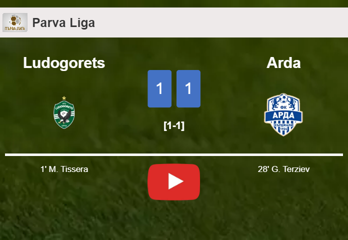 Ludogorets and Arda draw 1-1 on Sunday. HIGHLIGHTS