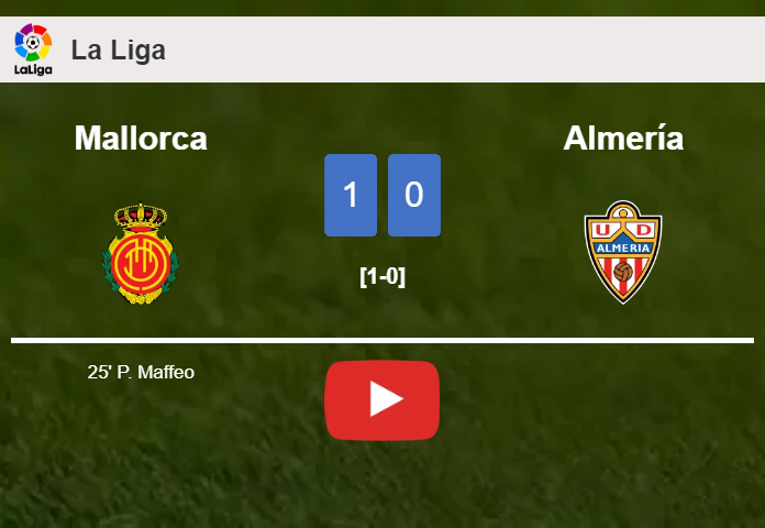 Mallorca prevails over Almería 1-0 with a goal scored by P. Maffeo. HIGHLIGHTS