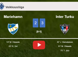 Inter Turku tops Mariehamn 3-2. HIGHLIGHTS