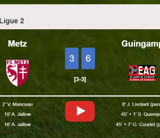 Guingamp tops Metz 6-3 after playing a incredible match. HIGHLIGHTS