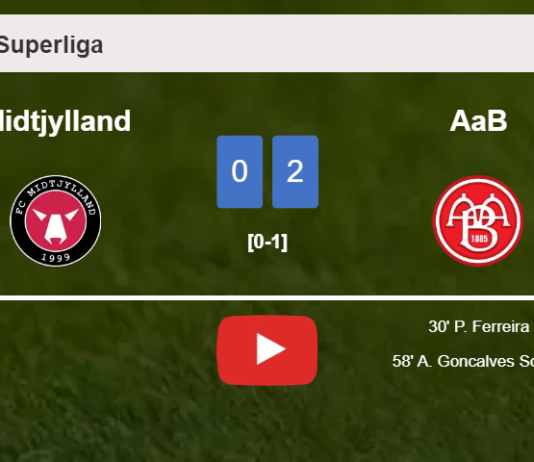 AaB prevails over Midtjylland 2-0 on Sunday. HIGHLIGHTS