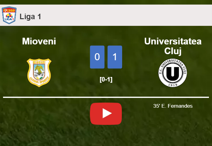 Universitatea Cluj overcomes Mioveni 1-0 with a goal scored by E. Fernandes. HIGHLIGHTS