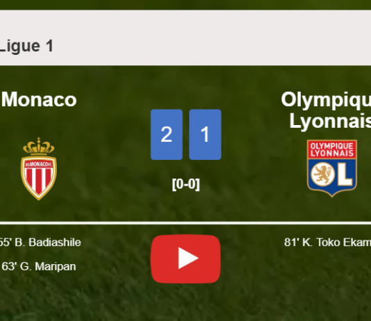 Monaco beats Olympique Lyonnais 2-1. HIGHLIGHTS