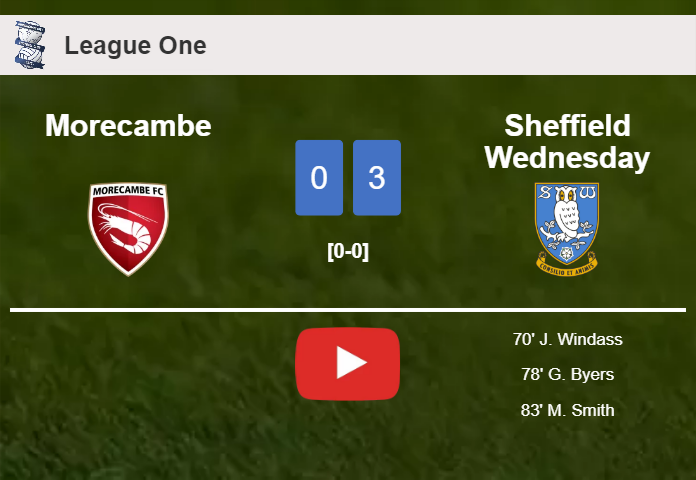 Sheffield Wednesday tops Morecambe 3-0. HIGHLIGHTS