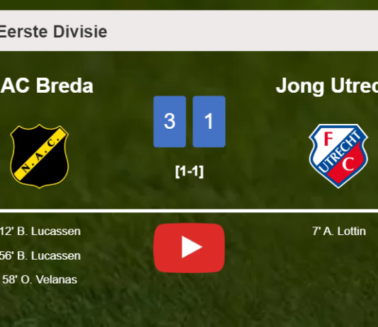 NAC Breda overcomes Jong Utrecht 3-1 after recovering from a 0-1 deficit. HIGHLIGHTS