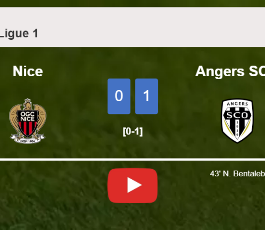 Angers SCO overcomes Nice 1-0 with a goal scored by N. Bentaleb. HIGHLIGHTS