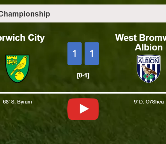 Norwich City and West Bromwich Albion draw 1-1 on Saturday. HIGHLIGHTS