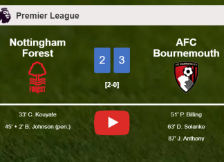 AFC Bournemouth prevails over Nottingham Forest after recovering from a 2-0 deficit. HIGHLIGHTS