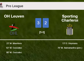 OH Leuven conquers Sporting Charleroi 3-2