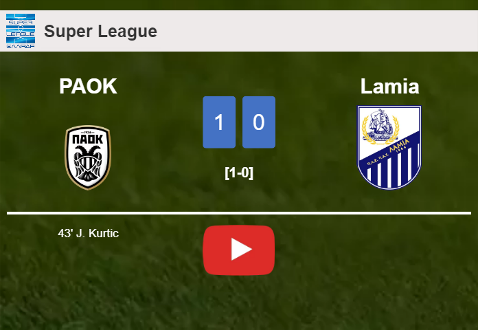 PAOK prevails over Lamia 1-0 with a goal scored by J. Kurtic. HIGHLIGHTS