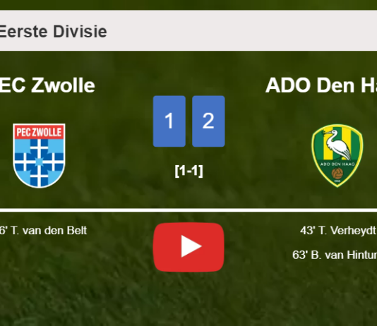 ADO Den Haag recovers a 0-1 deficit to top PEC Zwolle 2-1. HIGHLIGHTS