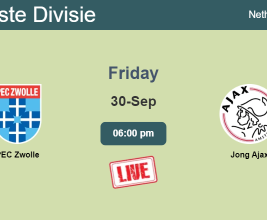 How to watch PEC Zwolle vs. Jong Ajax on live stream and at what time