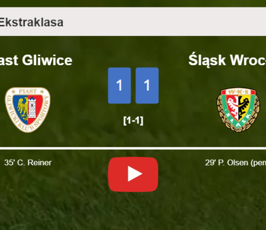 Piast Gliwice and Śląsk Wrocław draw 1-1 on Friday. HIGHLIGHTS