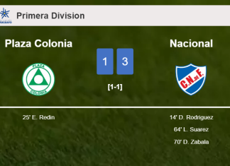 Nacional conquers Plaza Colonia 3-1