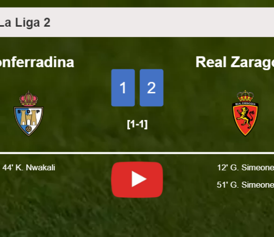 Real Zaragoza beats Ponferradina 2-1 with G. Simeone scoring a double. HIGHLIGHTS