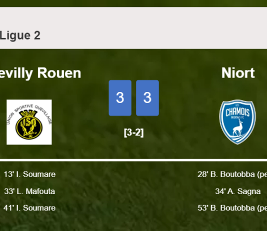 Quevilly Rouen and Niort draws a hectic match 3-3 on Friday